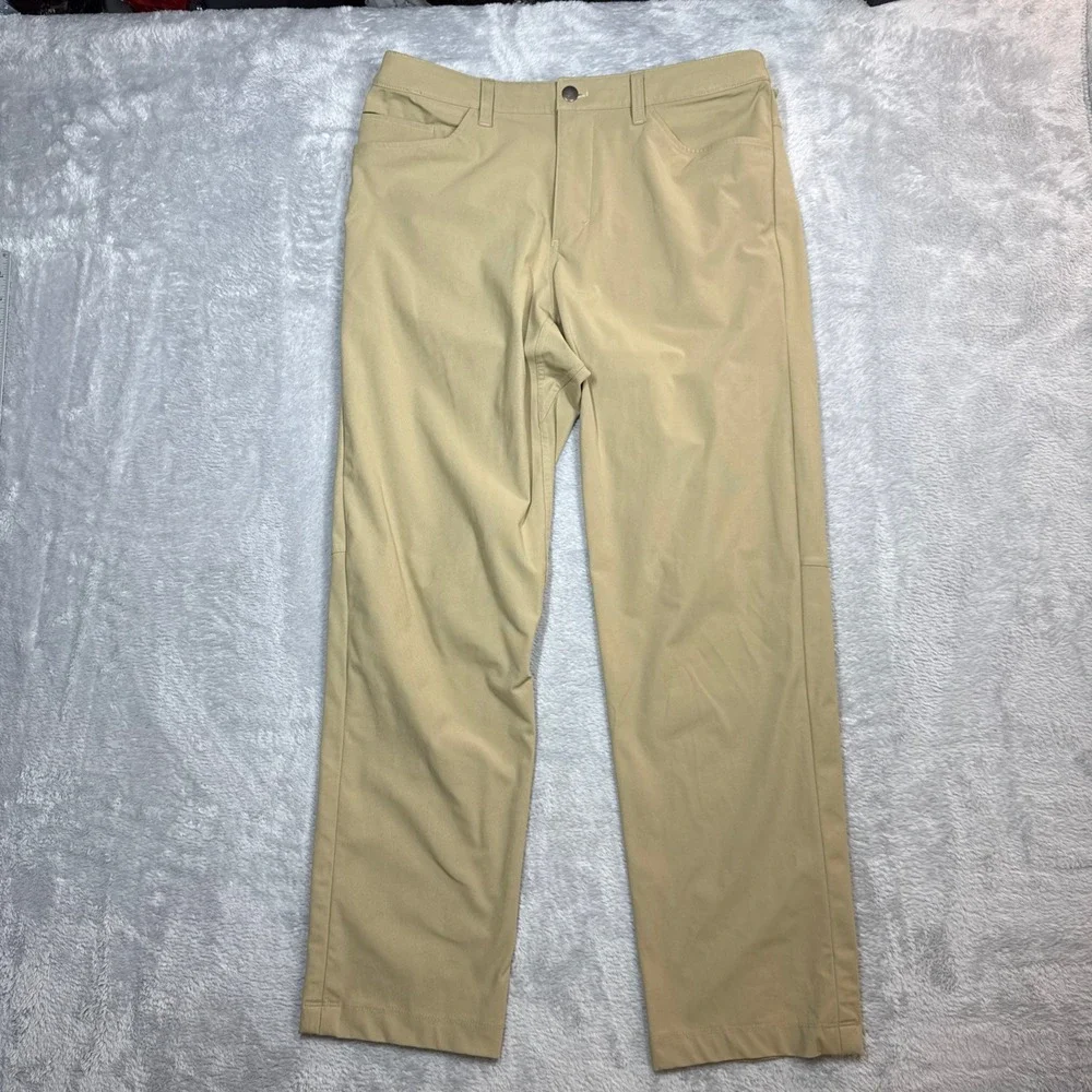 Lululemon Commission Pants Men 34 (Fits 33x30) Tan Khaki Golf Chino Stretch